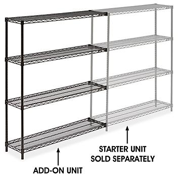 Black Wire Shelving Add-On Unit - 48 x 12 x 54" H-2422-54A