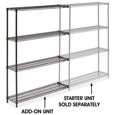 Black Wire Shelving Add-On Unit - 48 x 12 x 63" H-2422-63A