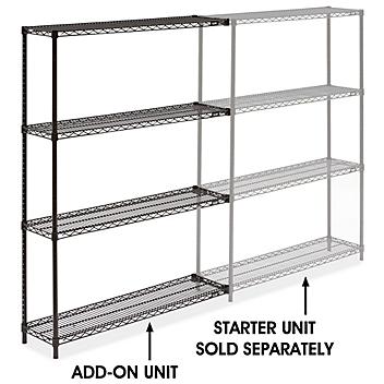 Black Wire Shelving Add-On Unit - 48 x 12 x 63" H-2422-63A