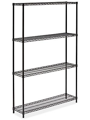 Black Wire Shelving Unit 48 X 12 72, Uline Wire Shelving Assembly