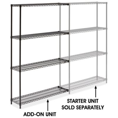 Black Wire Shelving Add-On Unit - 48 x 12 x 72" H-2422-72A