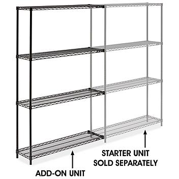Black Wire Shelving Add-On Unit - 48 x 12 x 72" H-2422-72A