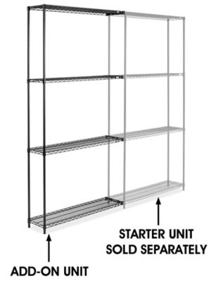 Black Wire Shelving Add-On Unit - 48 x 12 x 96" H-2422-96A