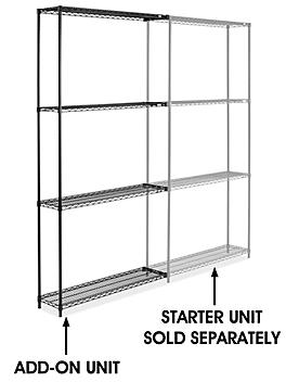 Black Wire Shelving Add-On Unit - 48 x 12 x 96" H-2422-96A