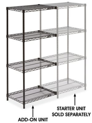 Black Wire Shelving Add-On Unit - 24 x 18 x 54" H-2423-54A