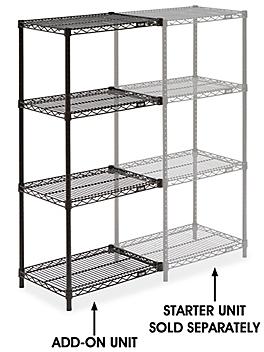 Black Wire Shelving Add-On Unit - 24 x 18 x 54" H-2423-54A