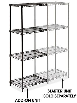 Black Wire Shelving Add-On Unit - 24 x 18 x 63" H-2423-63A
