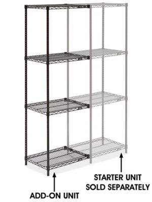 Black Wire Shelving AddOn Unit 24 x 18 x 72" H242372A Uline