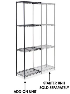 Black Wire Shelving Add-On Unit - 24 x 18 x 86" H-2423-86A