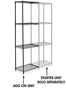 Black Wire Shelving Add-On Unit - 24 x 18 x 86" H-2423-86A