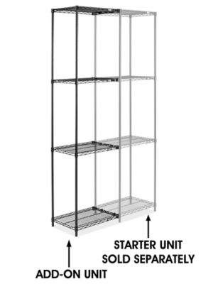 Black Wire Shelving Add-On Unit - 24 x 18 x 96" H-2423-96A