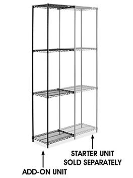 Black Wire Shelving Add-On Unit - 24 x 18 x 96" H-2423-96A