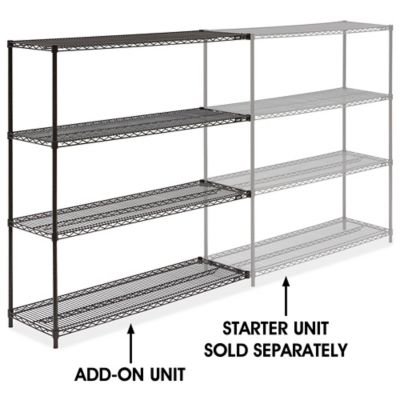 Black Wire Shelving Add-On Unit - 60 x 18 x 63" H-2424-63A