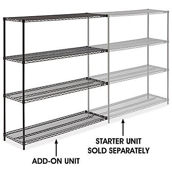 Black Wire Shelving Add-On Unit - 60 x 18 x 63" H-2424-63A