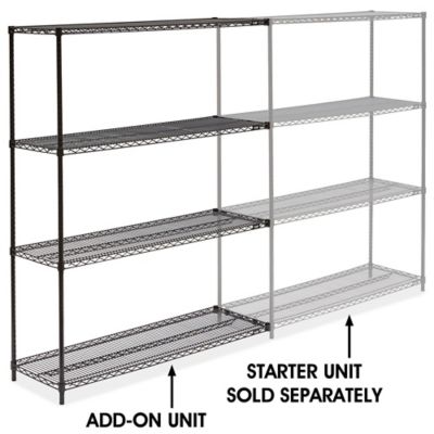 Black Wire Shelving Add-On Unit - 60 x 18 x 72" H-2424-72A