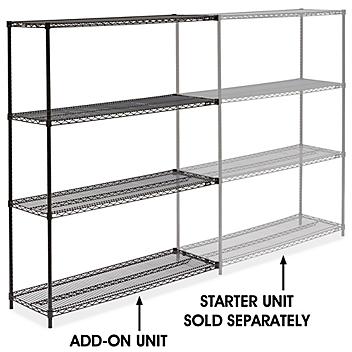 Black Wire Shelving Add-On Unit - 60 x 18 x 72" H-2424-72A