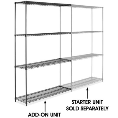 Black Wire Shelving Add-On Unit - 60 x 18 x 96" H-2424-96A