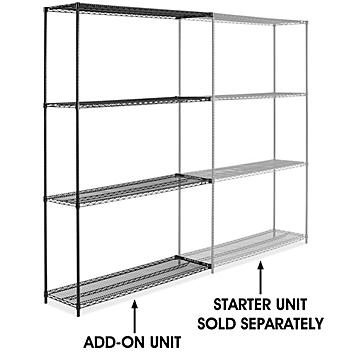 Black Wire Shelving Add-On Unit - 60 x 18 x 96" H-2424-96A