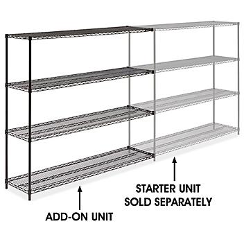 Black Wire Shelving Add-On Unit - 72 x 18 x 63" H-2425-63A