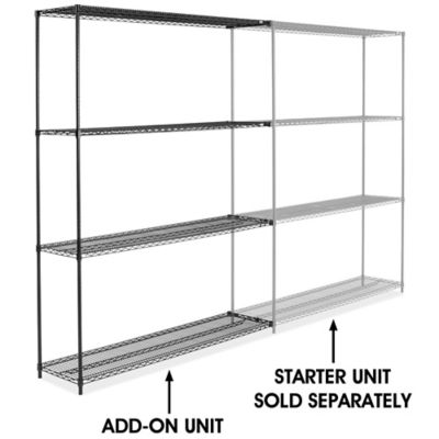 Black Wire Shelving Add-On Unit - 72 x 18 x 96" H-2425-96A