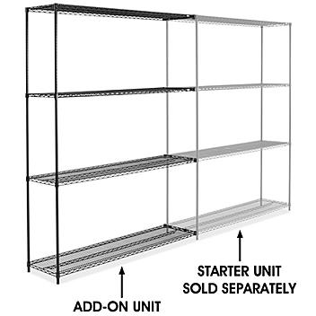 Black Wire Shelving Add-On Unit - 72 x 18 x 96" H-2425-96A