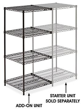 Black Wire Shelving Add-On Unit - 24 x 24 x 54" H-2426-54A