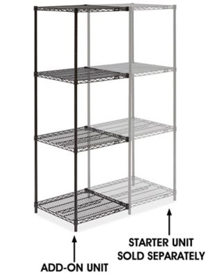 Black Wire Shelving AddOn Unit 24 x 24 x 72" H242672A Uline