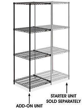 Black Wire Shelving Add-On Unit - 24 x 24 x 72" H-2426-72A