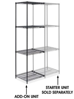 Black Wire Shelving Add-On Unit - 24 x 24 x 86" H-2426-86A