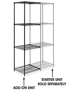Black Wire Shelving Add-On Unit - 24 x 24 x 86" H-2426-86A
