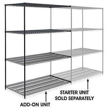 Black Wire Shelving Add-On Unit - 60 x 36 x 86" H-2427-86A