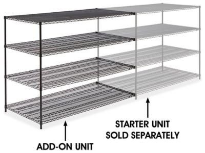 Black Wire Shelving Add-On Unit - 72 x 36 x 54" H-2428-54A