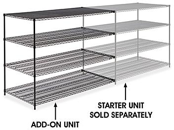Black Wire Shelving Add-On Unit - 72 x 36 x 54" H-2428-54A