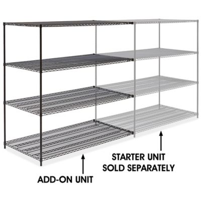 Black Wire Shelving Add-On Unit - 72 x 36 x 72" H-2428-72A