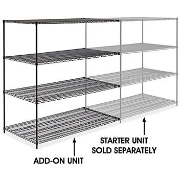 Black Wire Shelving Add-On Unit - 72 x 36 x 72" H-2428-72A