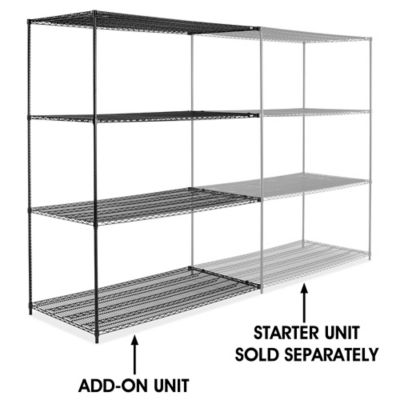 Black Wire Shelving Add-On Unit - 72 x 36 x 96" H-2428-96A
