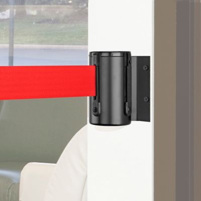 Crowd Control with Retractable Belt - Wall Mount, Red, 7 1/2' H-2469R