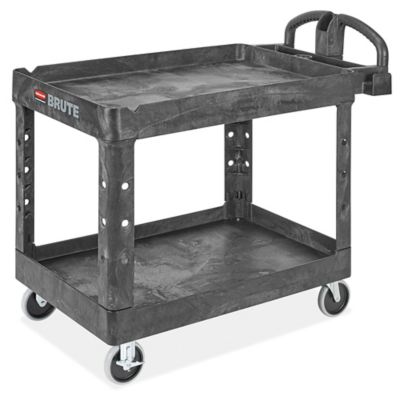 Rubbermaid® Brute 4-Shelf Heavy-Duty Ergo Handle Utility Cart, Black