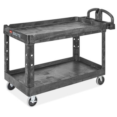 Rubbermaid® Commercial Xtra Utility Cart with Open Sides, Plastic, 3  Shelves, 300 lb Capacity, 40.63 x 20 x 37.81, Black