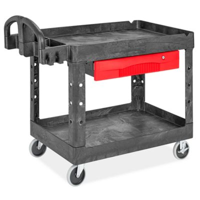 Rubbermaid® Black Utility Cart with Drawer - 44 x 26 x 33 H-2475 - Uline