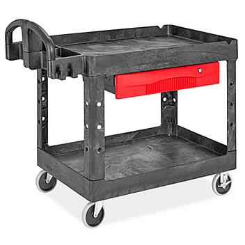Rubbermaid® Black Utility Cart with Drawer - 44 x 26 x 33" H-2475