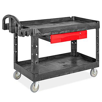 Rubbermaid&reg; Black Utility Cart with Drawer - 54 x 26 x 33" H-2476