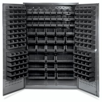 Bin Storage Cabinet - 48 x 24 x 78, 168 Green Bins