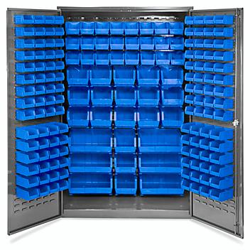 Bin Storage Cabinet - 48 x 24 x 78", 168 Blue Bins H-2488BLU