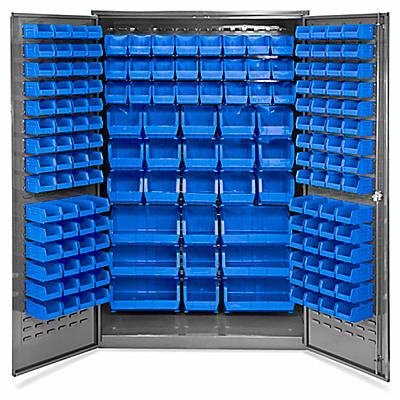 Bin Storage Cabinet - 48 x 24 x 78, 168 Blue Bins H-2488BLU - Uline