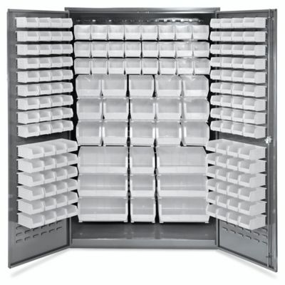 Bin Storage Cabinet - 48 x 24 x 78", 168 Clear Bins H-2488C