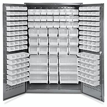 Bin Storage Cabinet - 48 x 24 x 78", 168 Clear Bins H-2488C