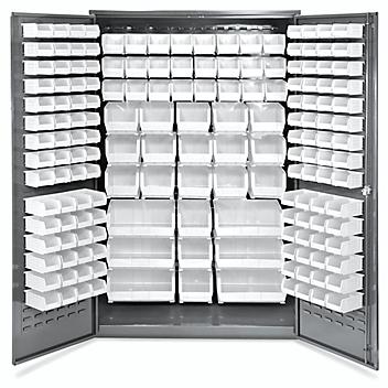 Bin Storage Cabinet - 48 x 24 x 78", 168 White Bins H-2488W