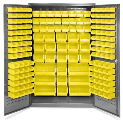 Bin Storage Cabinet - 48 x 24 x 78", 168 Yellow Bins H-2488Y