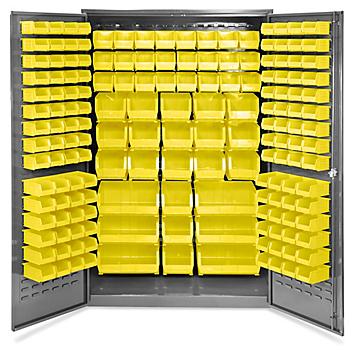 Bin Storage Cabinet - 48 x 24 x 78", 168 Yellow Bins H-2488Y